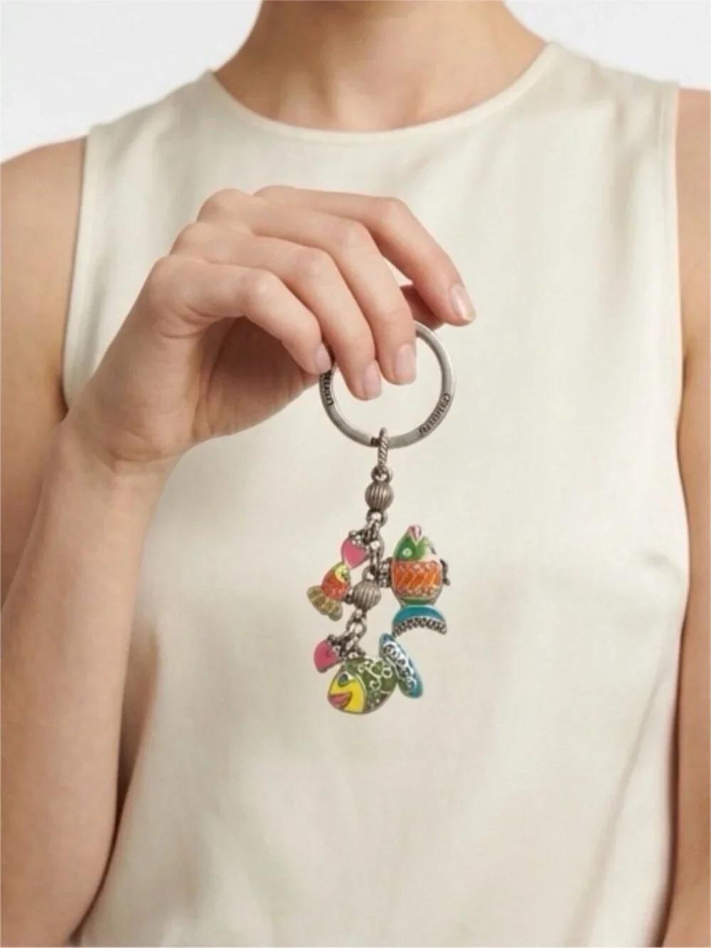 Brighton Sea Frolic Key Fob Or Bag Charm Silver Plated w/pouch - Discontinued